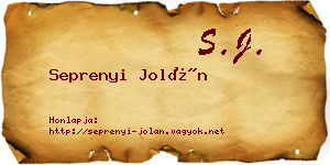 Seprenyi Jolán névjegykártya