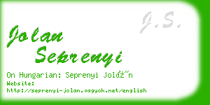 jolan seprenyi business card